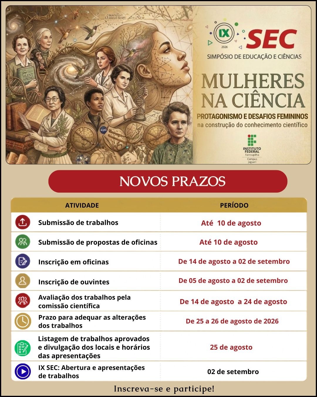 Cronograma atualizado
